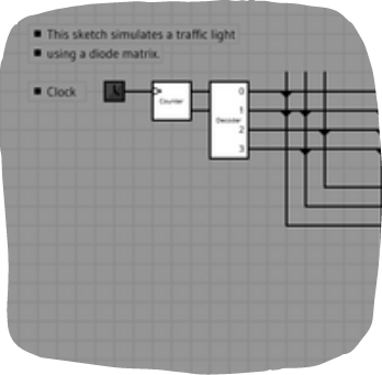 A LogiJS example sketch showing a traffic light simulation